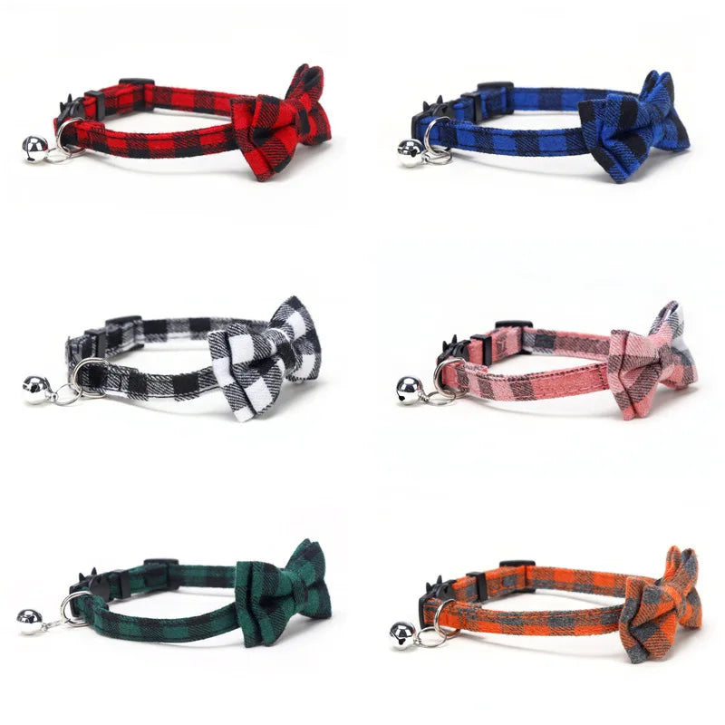 Festive Plaid Cat Collar