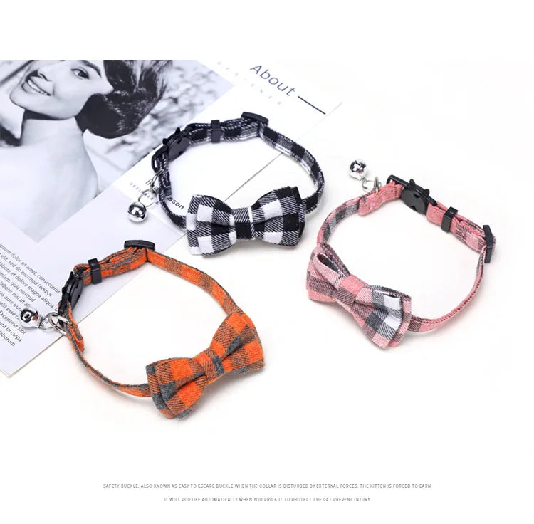 Festive Plaid Cat Collar
