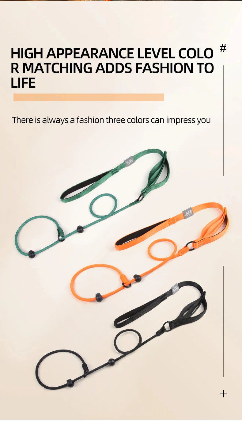 Durable Nylon Woven Pet Collar And Leash Fashion Appearance Nylon Woven Circular Chain for Walking Pet Dogs Training Equipment