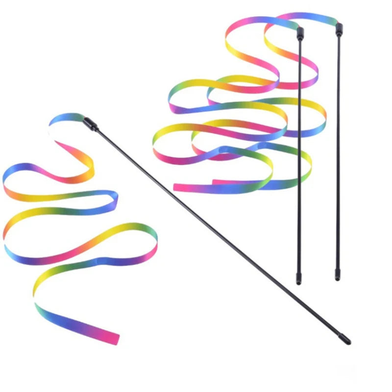 Rainbow Strips Cat Teaser Wand