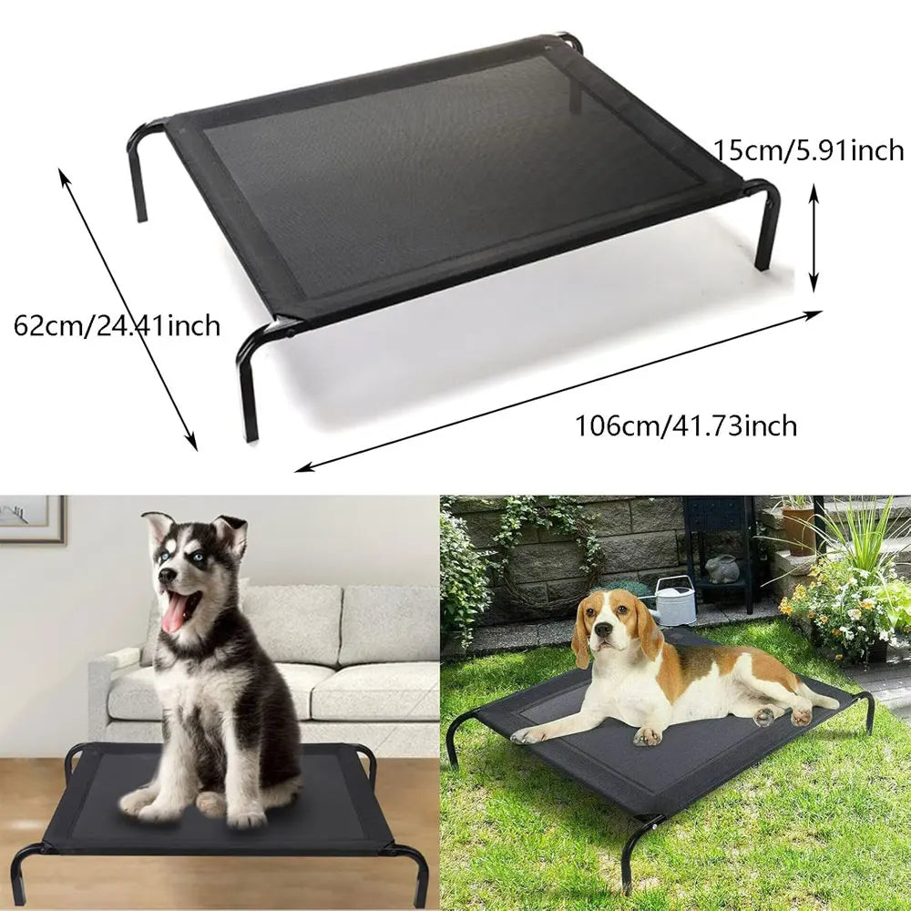 Lucn Anti-Slip Pet Hammock Bed Breathable Mesh Waterproof Raised Dog Cot for Indoor Outdoor Camping Travel Washable Durable