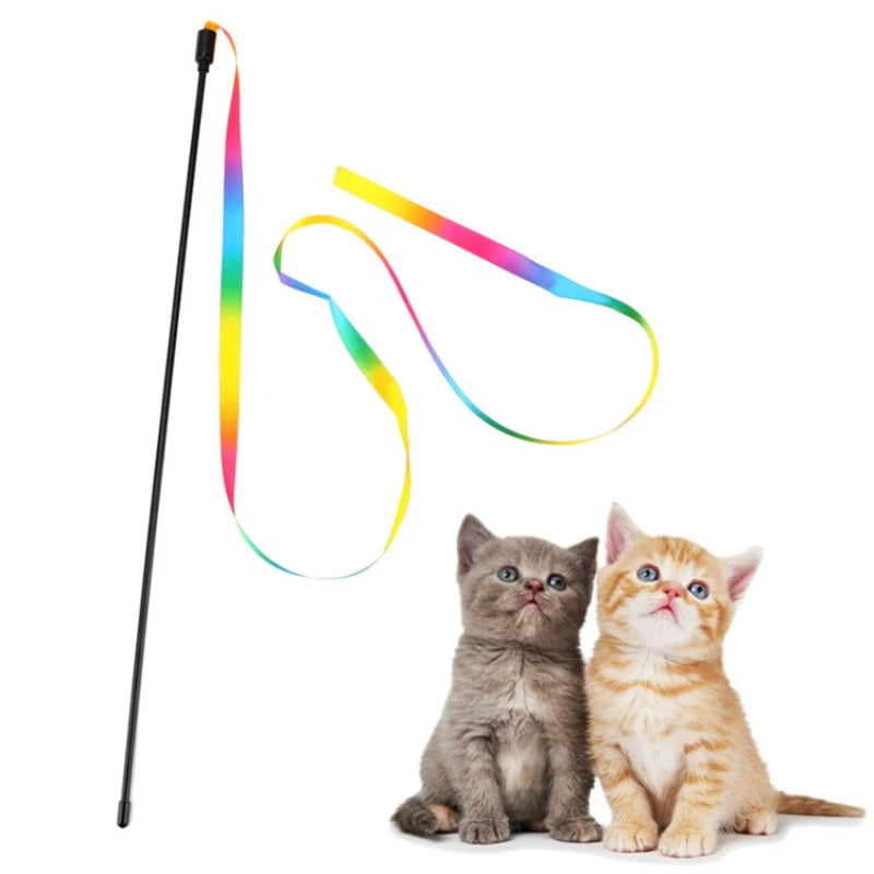 Rainbow Strips Cat Teaser Wand