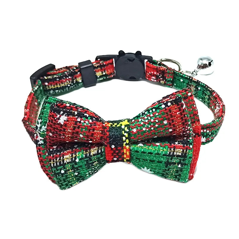Festive Plaid Cat Collar