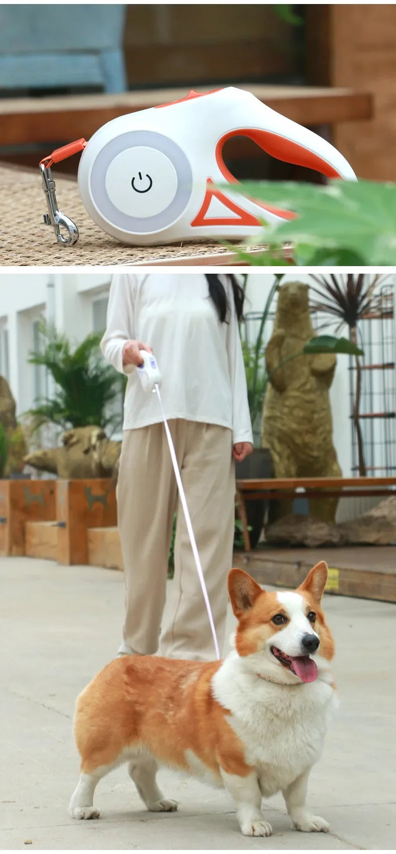 LED Retractable Dog Lead