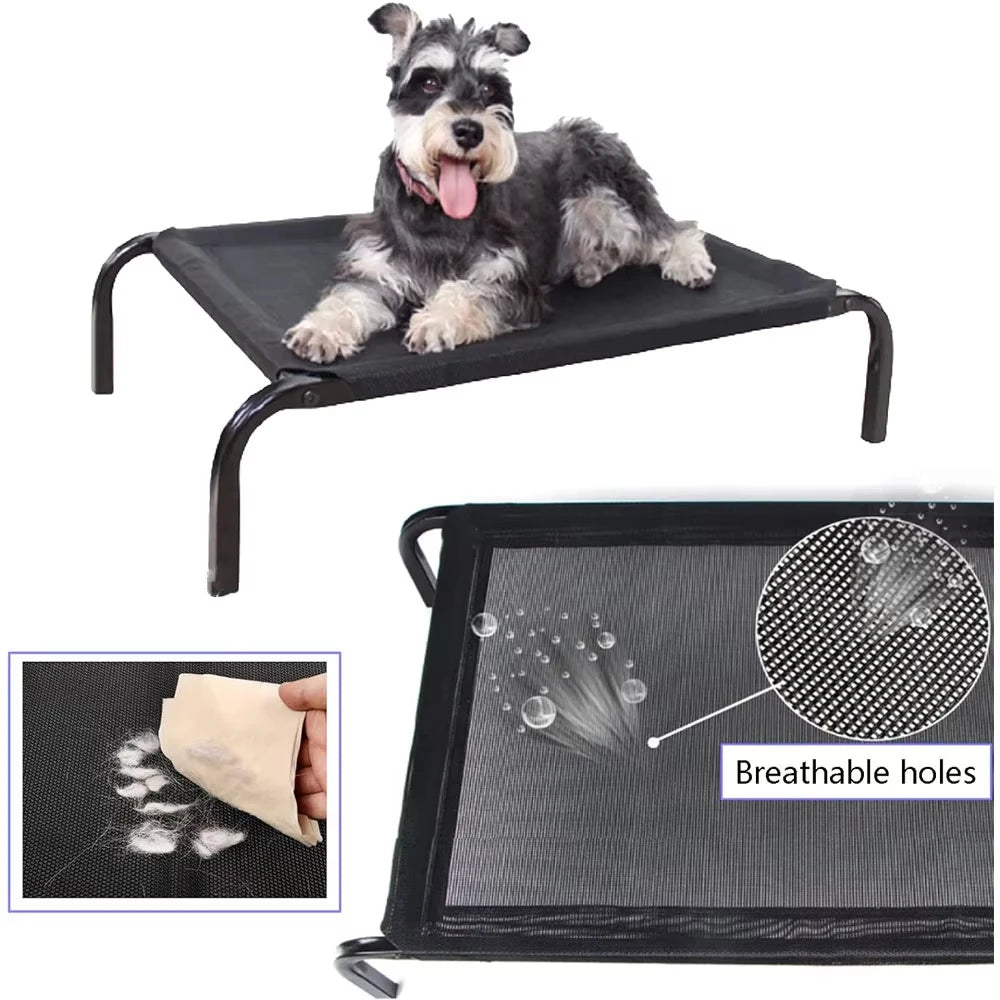Lucn Anti-Slip Pet Hammock Bed Breathable Mesh Waterproof Raised Dog Cot for Indoor Outdoor Camping Travel Washable Durable