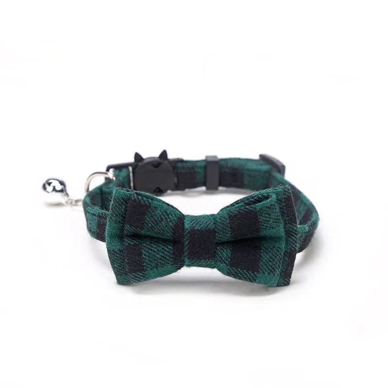 Festive Plaid Cat Collar
