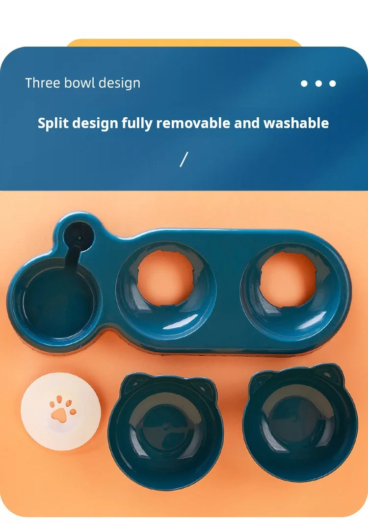 3-in-1 Tilted Cat Bowl Set