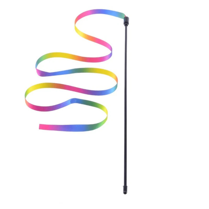 Rainbow Strips Cat Teaser Wand