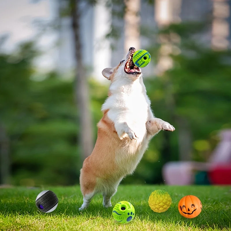 Squeaky Giggle Wobble Ball - Durable, Interactive Chew Toy for All Dog Breeds with Entertaining Sounds