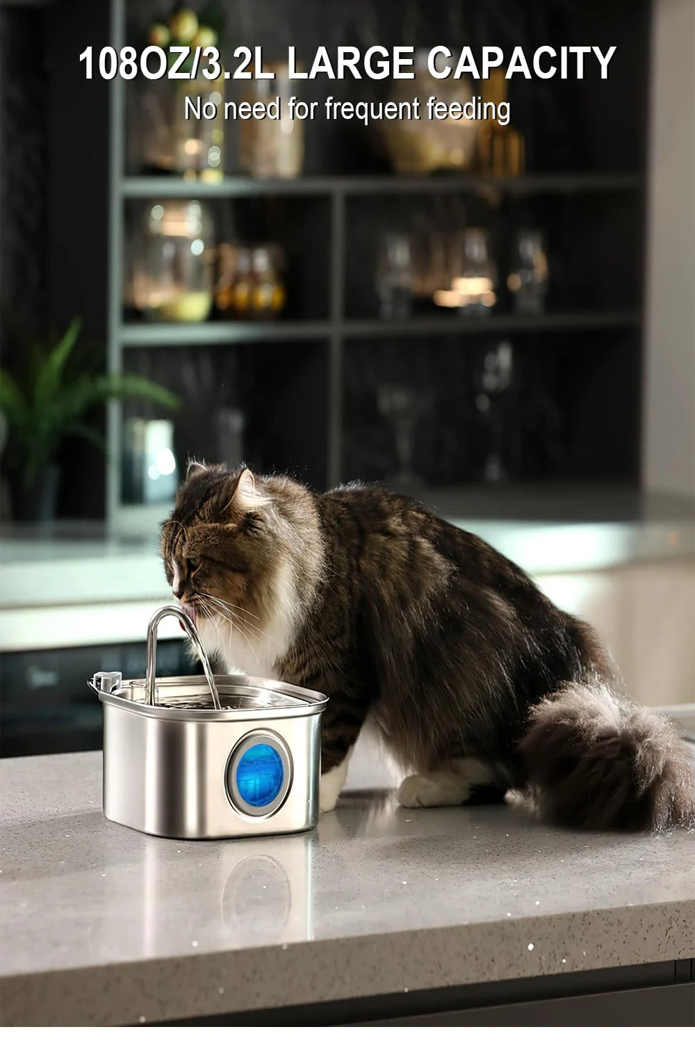 3.2L Stainless Steel Pet Water Fountain