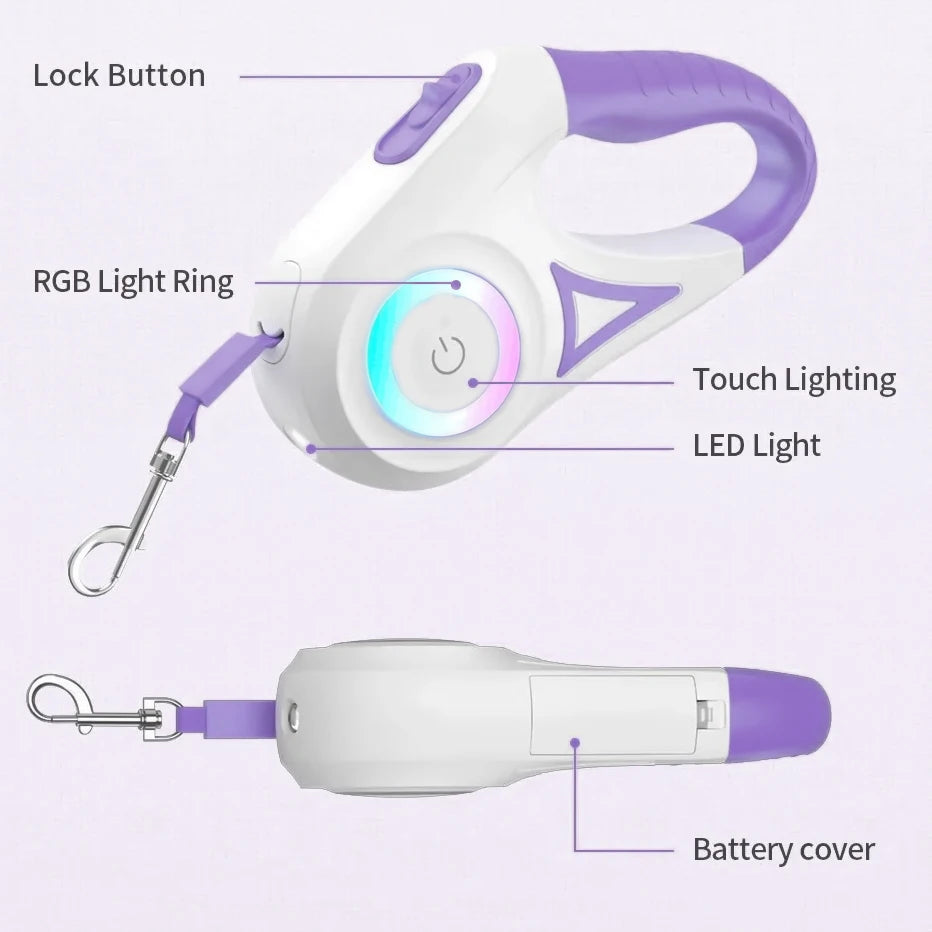 LED Retractable Dog Lead