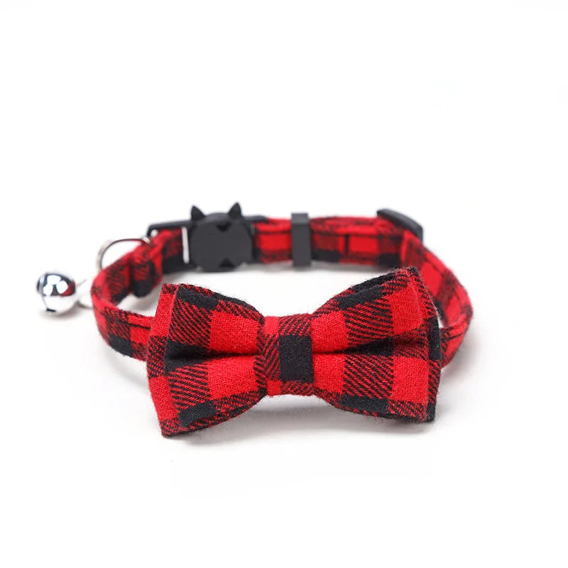 Festive Plaid Cat Collar