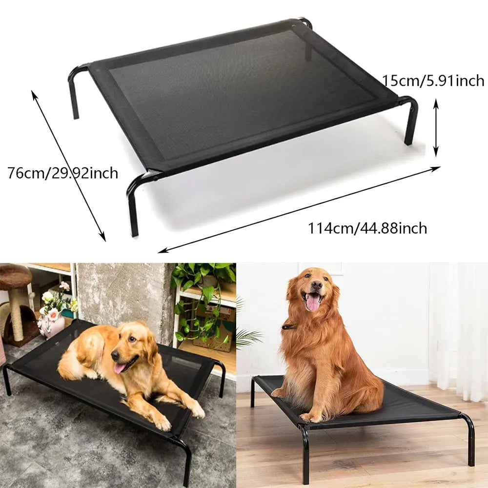 Lucn Anti-Slip Pet Hammock Bed Breathable Mesh Waterproof Raised Dog Cot for Indoor Outdoor Camping Travel Washable Durable