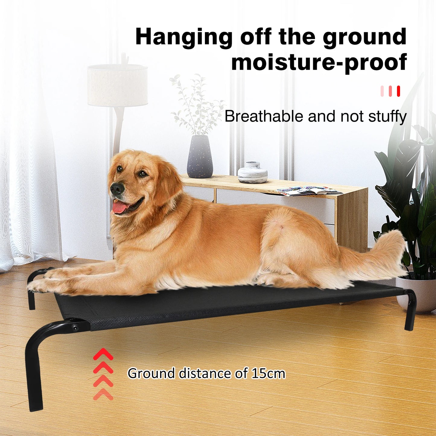 Lucn Anti-Slip Pet Hammock Bed Breathable Mesh Waterproof Raised Dog Cot for Indoor Outdoor Camping Travel Washable Durable