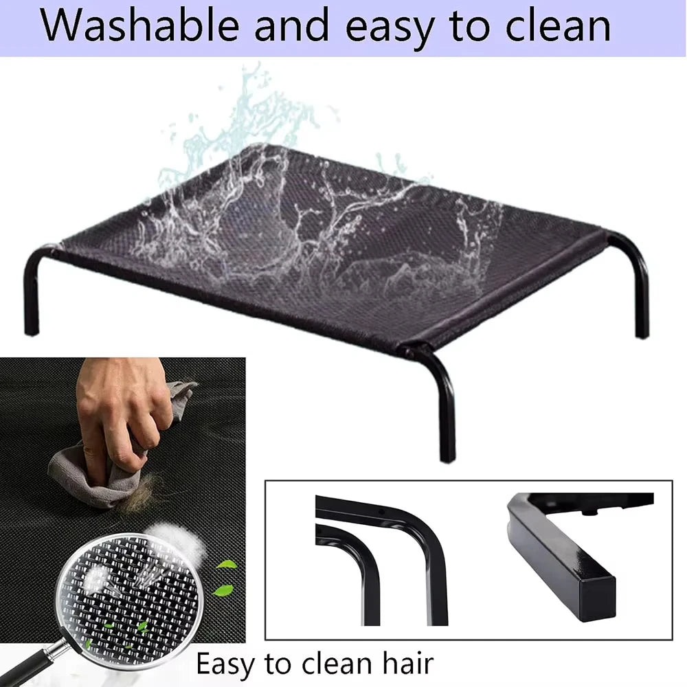 Lucn Anti-Slip Pet Hammock Bed Breathable Mesh Waterproof Raised Dog Cot for Indoor Outdoor Camping Travel Washable Durable