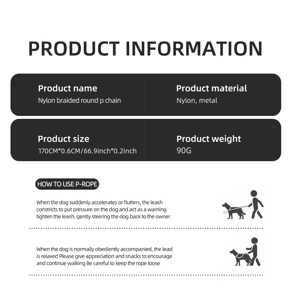 Durable Nylon Woven Pet Collar And Leash Fashion Appearance Nylon Woven Circular Chain for Walking Pet Dogs Training Equipment