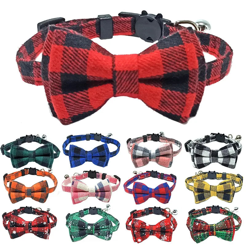 Festive Plaid Cat Collar