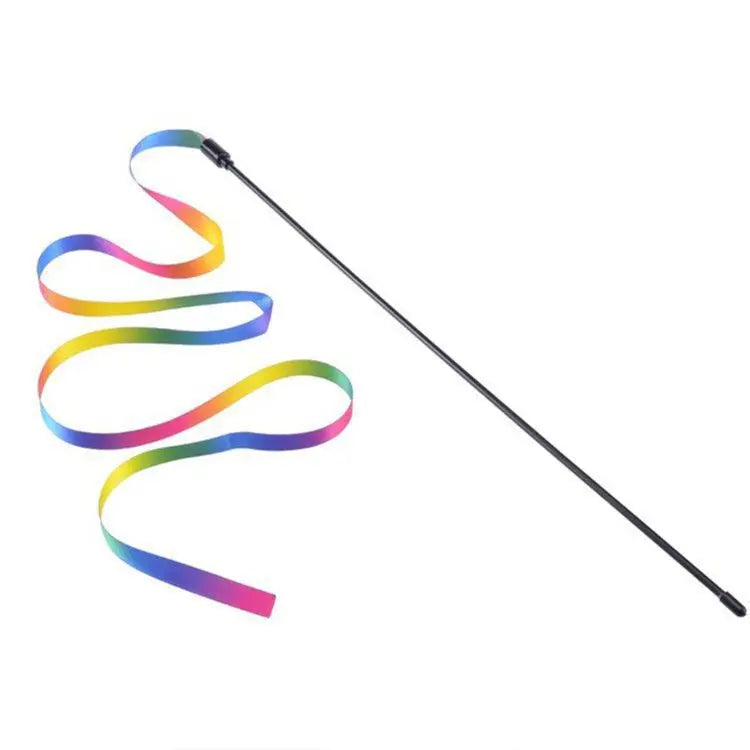 Rainbow Strips Cat Teaser Wand