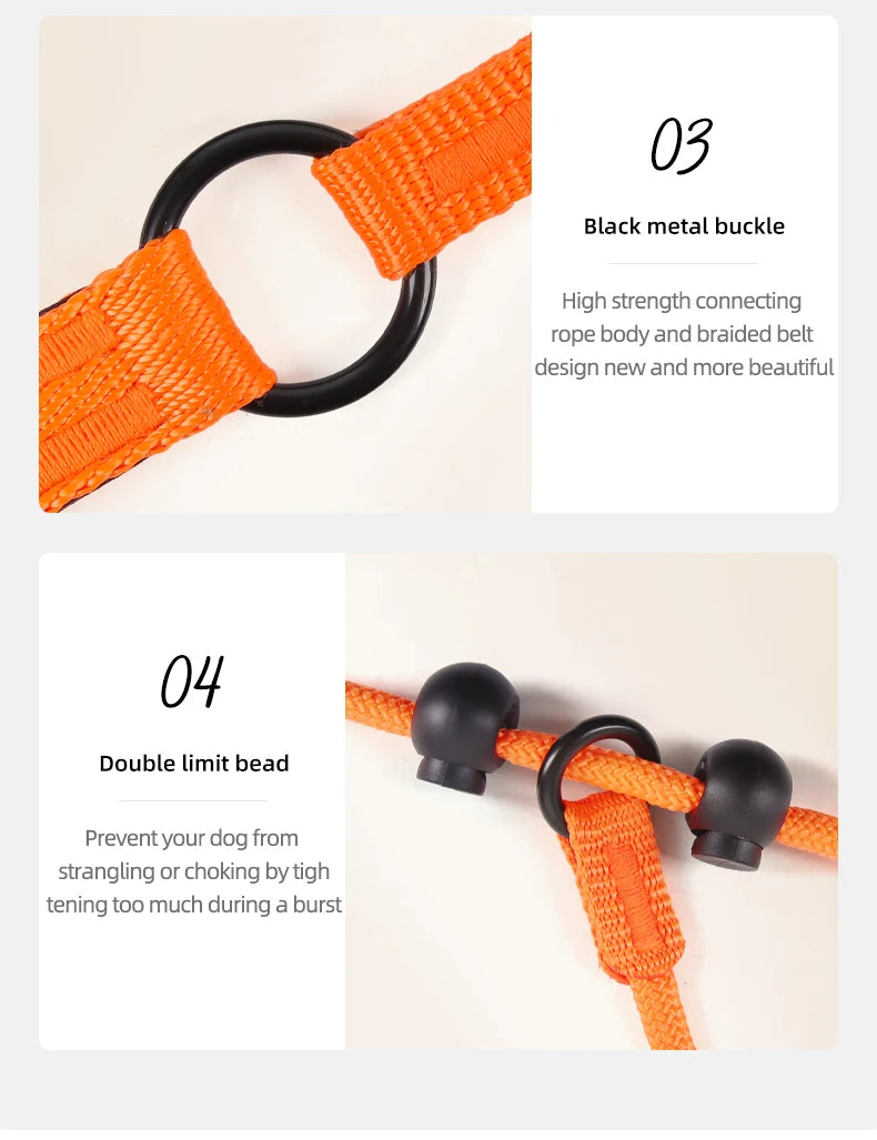 Durable Nylon Woven Pet Collar And Leash Fashion Appearance Nylon Woven Circular Chain for Walking Pet Dogs Training Equipment