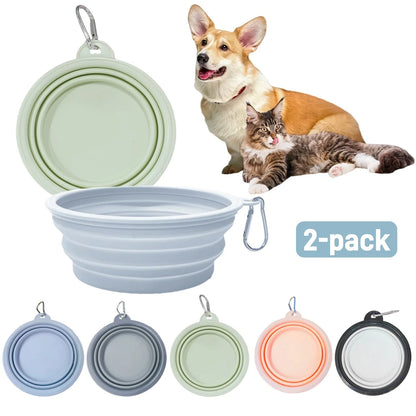 2pcs Collapsible Silicone Pet Bowls