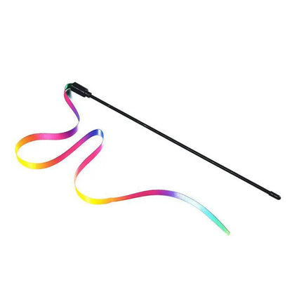Rainbow Strips Cat Teaser Wand