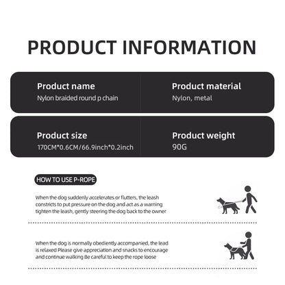 Durable Nylon Woven Pet Collar And Leash Fashion Appearance Nylon Woven Circular Chain for Walking Pet Dogs Training Equipment
