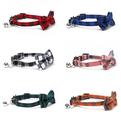 Festive Plaid Cat Collar