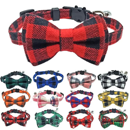 Festive Plaid Cat Collar