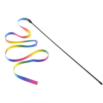 Rainbow Strips Cat Teaser Wand